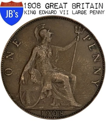 1908 Great Britain Large Copper Penny - King Edward VII (F/VF) - Image 1 of 4