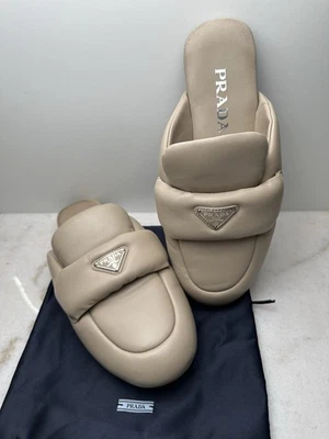 PRADA Soft Padded Napa Leather Mules/Slides Nude Women’s Size 37.5Excellent Cond - Image 1 of 4