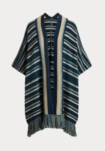 Lauren Ralph Lauren Women's Striped Fringe-Trim Cardigan Petite M/L French Navy - Picture 1 of 7