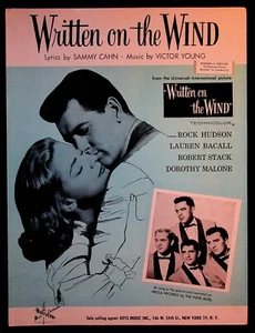 Written on the Wind 1956 Movie Tie-in Sheet Music Theme Song Rock Hudson - Picture 1 of 3