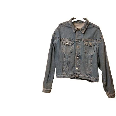 Chaqueta Sisley Vintage Mujer Talla Grande Azul Denim Tachonada Y2K Motociclista Western Foto 1 de 4