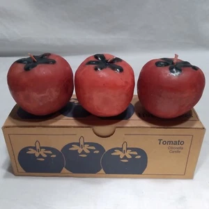 Citronella Candles Tomato Shape Vintage 3 Pieces - Picture 1 of 7