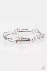 PAPARAZZI Into Infinity - Pink Bracelet Coil Bangle Beaded Dainty NWT - Picture 1 of 2