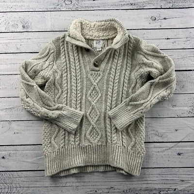 Gap Kids кабель вязаный пуловер свитер мальчика XS хаки бежевый шерстяная смесь - Изображение 1 из 4