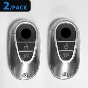 2X Fully Clear Key Case Fob Cover Shell For Benz C S GLC EQE EQS Class W206 W223 - Picture 1 of 9