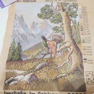 LARGE RICO GOBELIN Painted Needlepoint Canvas 59282 W. Germany Pheasant Bird - Image 1 of 4