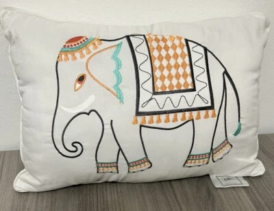 Chic Embroidered Elephant  Boho Throw/Bed Pillow - Image 1 of 4
