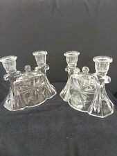 Vintage Anchor Hocking EAP 'Star Of David' Double Candle Holders Set of 2, 1960s