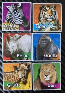 Zoo Animals Stickers x 6 - Favours Birthday Party - Lion Giraffe Gorilla Zebra - Picture 1 of 8