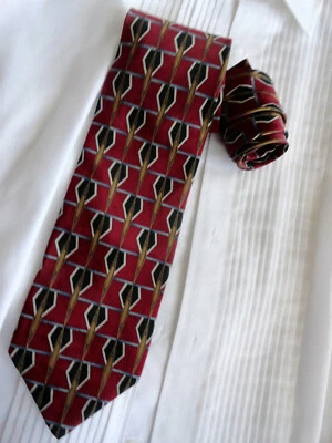 Cambridge Classics Silk Geometric Red Black White Necktie   - Image 1 of 3
