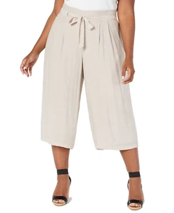JM Collection Womens Plus Size Wide-Leg Capri Pants (3X, Sugar Sand) - Picture 1 of 4