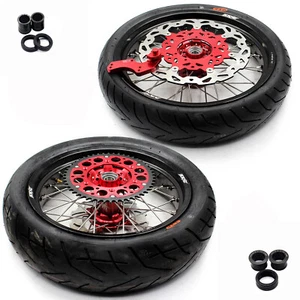 KKE 3.5/4.25 Supermoto Wheels Rims Set Tires For Honda XR400R 96-04 XR600R 91-00 - Picture 1 of 11