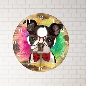 Splatter Rainbow Dog Wooden Clock, 9 dog breeds to chose from, Boxer, Husky, etc - Picture 1 of 18