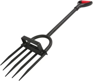 5-Tine Heavy Duty Pitch Fork For Gardening - Long Handled Digging Fork Garden - Picture 1 of 9