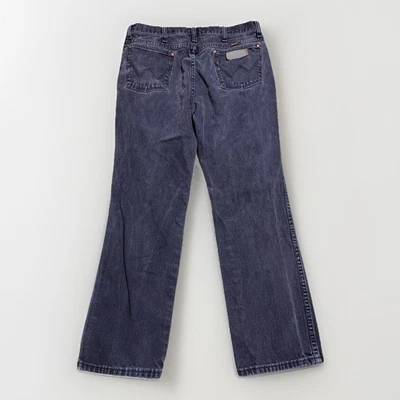 Jeans masculino Wrangler 936WBK 34x30 preto desbotado corte caubói ajuste fino real 33x29 - Imagem 1 de 4