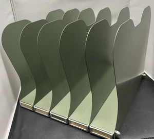 VTG MCM STEEL VERTICAL DESK FILE PAPER ORGANIZER GREEN 5 SLOT INDUSTRIAL CLEAN - Picture 1 of 4