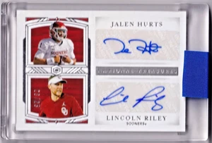 Panini National Treasures Jalen Hurts 2020, Lincoln Riley doble automático/25 (AU, RC) - Imagen 1 de 2