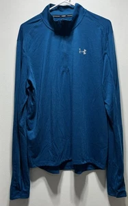 Under Armour Herren Heatgear XL Langarm 1/4 Zip Run Gym Shirt Daumenlöcher türkis - Bild 1 von 7
