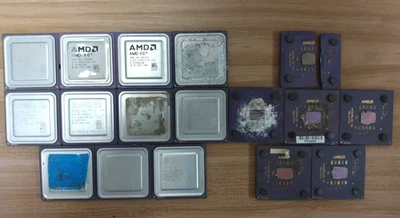 Lotto misto 17 AMD vintage 1997-99 venduti per ricambi/rottami recupero oro - Immagine 1 di 4