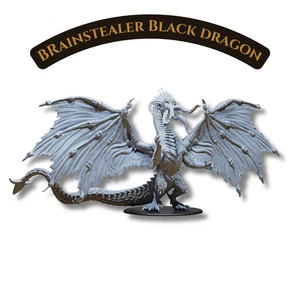 Brainstealer Black Dragon - Gargantuan Resin Miniatur für DnD RPGs 102mm Base - Bild 1 von 5