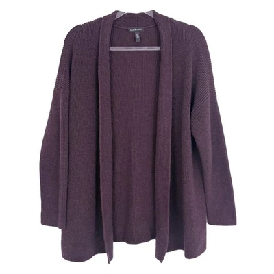 Cárdigan de Lana Merino Extra Fino EILEEN FISHER L Púrpura Cable Suéter Usado en Excelente Condición B42 Foto 1 de 4