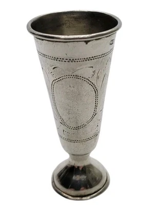 Taza de vodka antigua Stopka rusa imperial 84 plata grabada en Kiev años 1880 Foto 1 de 4