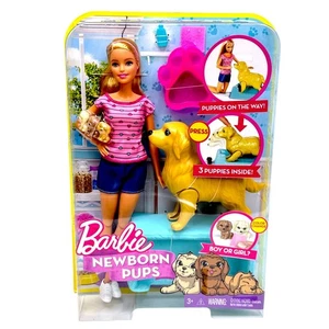 Barbie Newborn Pups Spielset Puppe Hund und 3 Welpen Überraschung Farbwechsel 2016 3+ - Bild 1 von 11