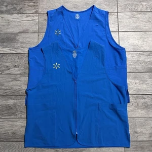 2 Walmart Vest 3XL Blue Employee Store Associate Full Zip Embroidered Spark Logo - Picture 1 of 4