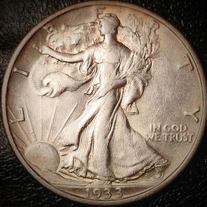 1933 S Walking Liberty Half Dollar - AU - 90% Silver 50C - Picture 1 of 2