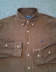 Polo Ralph Lauren Classic Fit Corduroy Button Down Shirt Brown Mens Size Large - Picture 1 of 9