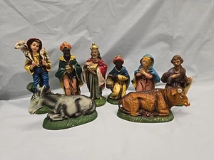 Vintage nativity set figures made in italy Clay 8 Pieces # 5886 - Picture 1 of 24