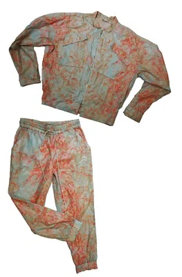 SUNO Runway 2 轨道套装海泡绿色橙色抽象 2 件套裤子夹克套装 — 第 1/4 张图片