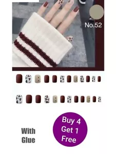 FALSE NAILS ACRYLIC ARTIFICIAL FALSE NAILS EXTENSIONS 24pc with GLUE 49-78 - Picture 1 of 31