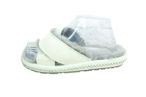 LL Bean Women's White Suede Slip-On Shearling Lined Crisscross Flat Slippers 8 M - Picture 1 of 9