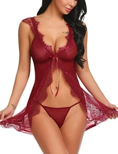 Women's Sexy-Lingerie Babydoll G-string Sleepwear Underwear Lace Dress Nightwear - Picture 1 of 213