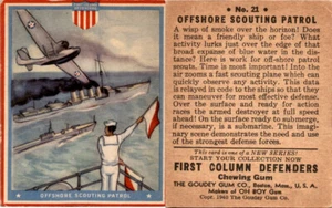 R50 Goudey, First Column Defenders, 1940, #21 Scouting Patrol, Airplane (B16) - Picture 1 of 1