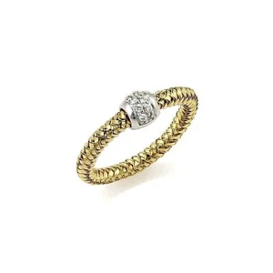 Roberto Coin Primavera Diamond 18k Yellow & White Gold Band Ring - Size 6.25 - Picture 1 of 4