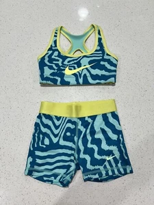 Nike Pro Youth Sports Bra Compression Shorts Set Reversible Youth XS - Picture 1 of 6