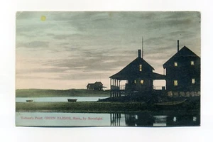 Green Harbor MA, Marshfield, Tolman's Point luz de luna, vista dramática, postal - Imagen 1 de 3