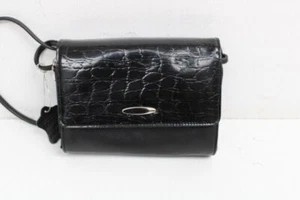Genuine Leather Worthington Black Organizer Crossbody Purse - Picture 1 of 9