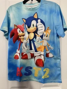 MADE FOR SONIC HEDGEHOG KIDS SHIRTS KXL WITH KNUCKLES & TAILS 2 ANIME CARTOON - Picture 1 of 3