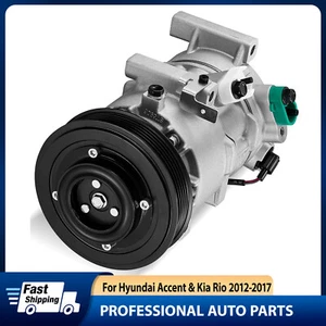 Compresor de aire acondicionado con polea de 6 ranuras para Hyundai Accent Kia Rio 2012-2017 L4 1,6 L - Imagen 1 de 7