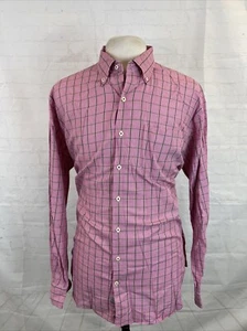 Peter Millar Men's Pink & Brown Plaid Cotton Dress Shirt XL $148 - Picture 1 of 8
