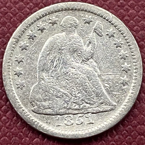 1851 O Seated Liberty Half Dime 5c Better Grade VF Details #53521 Cover