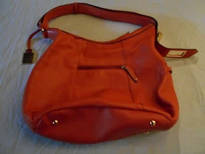 Bolso de Hombro Tignanello Cuero Naranja Tamaño Grande Correa Ajustable - Imagen 1 de 6