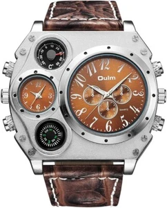 Pepisky Men Quartz PU Band Wrist Watch Oulm 1349 Mens Watch Analog Leather Strap - Picture 1 of 6
