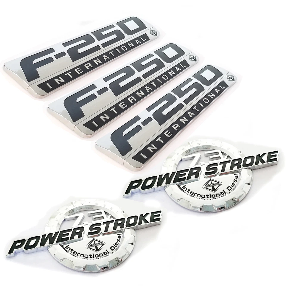 5 OEM 7,3 L POWERSTROKE + emblema internacional F-250 se adapta a insignia F250 cromada Foto 1 de 4