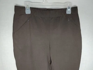 J Jill Ponte Slim Leg Leggings Brown Size Med Pull On Stretch Front Zip Pockets - Picture 1 of 11