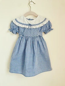 Vintage 3t 40s 50s Girls Dress Chic Blue Plaid Spring Cotton Dorothy VGUC - Picture 1 of 8