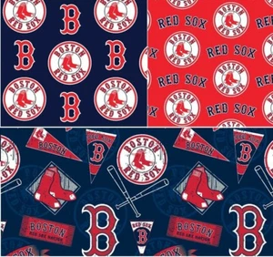 BTY MLB Boston Red Sox Logo Pendent Cotton Fabric Baseball By The yard - Picture 1 of 6